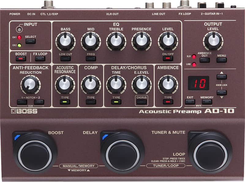Boss AD-10 Acoustic Preamp/DI Guitar Effect Pedal image 1