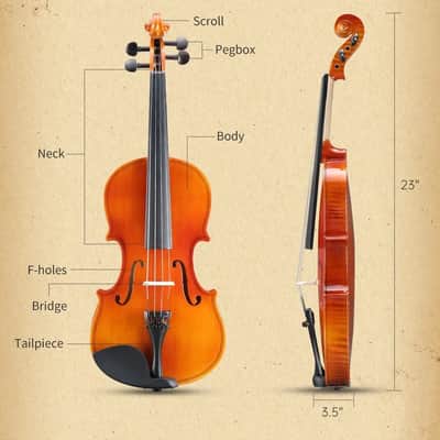 Cxxss Acoustic Violin 4/4 Full Size with Case and Bow Rosin With Case for Xmad Gift image 5