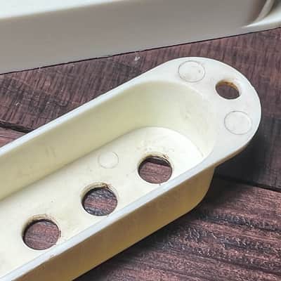 Pre cbs Nylon Pickup cover for Stratocaster®️ correct tool marks Vintage white aged image 6