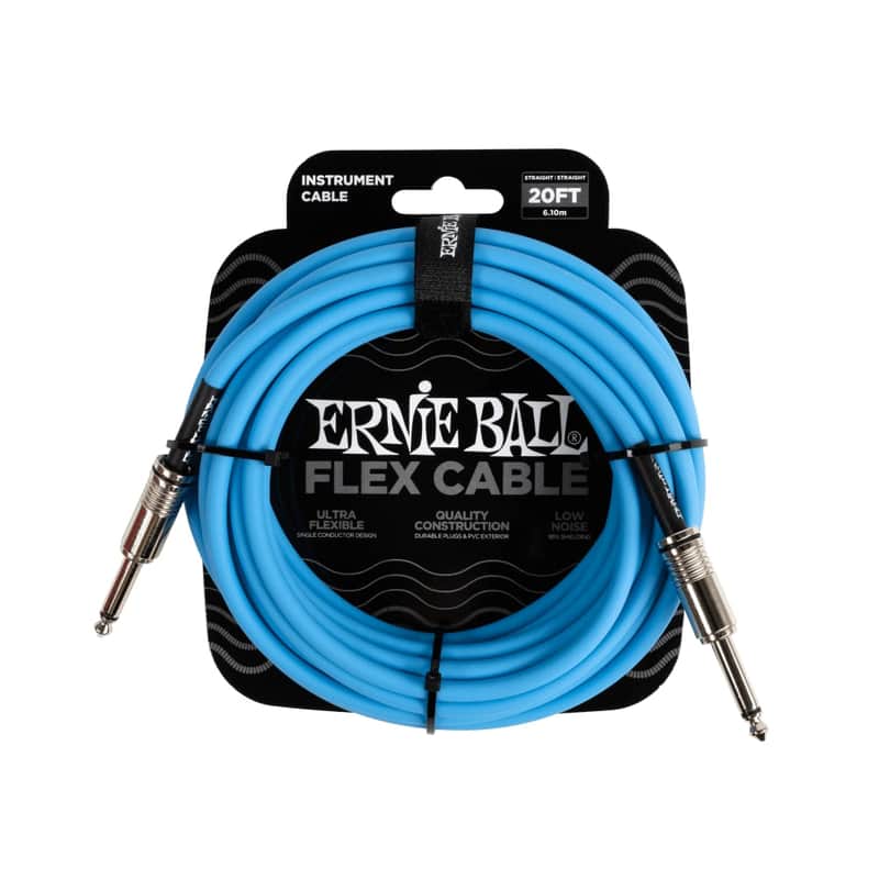 Ernie Ball Flex Instrument Cable Straight/Straight 20ft - Blue image 1
