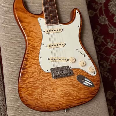 Fender American Select Stratocaster Exotic Quilt Rosewood Channel Neck2014 - Iced Tea Burst image 2