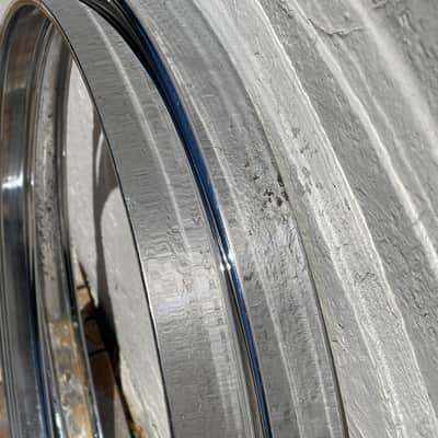 1980's (2) Sonor 22" Ferromanganese Chrome Bass Drum Hoops Phonic Performer Rims image 9