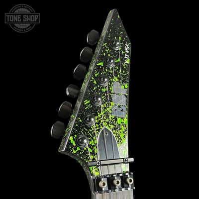 ESP USA V-II Alien Blood Splatter NTB Floyd Rose Black Hardware Fishman Fluence w/Case image 7