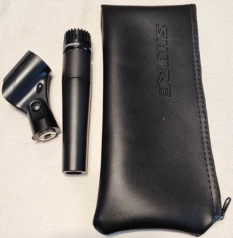 Shure SM57 Cardioid Dynamic Instrument Microphone with mic clip and carry pouch image 1