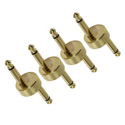 VSN Professional Guitar Pedal Coupler,1/4 Inch Guitar Pedal Connector Z Type 6.3mm Pedals Coupler 4 Pack Pedal to Pedal Connector TS Copper Male Connector for Effect Pedalboard Space Saving Gold image 5