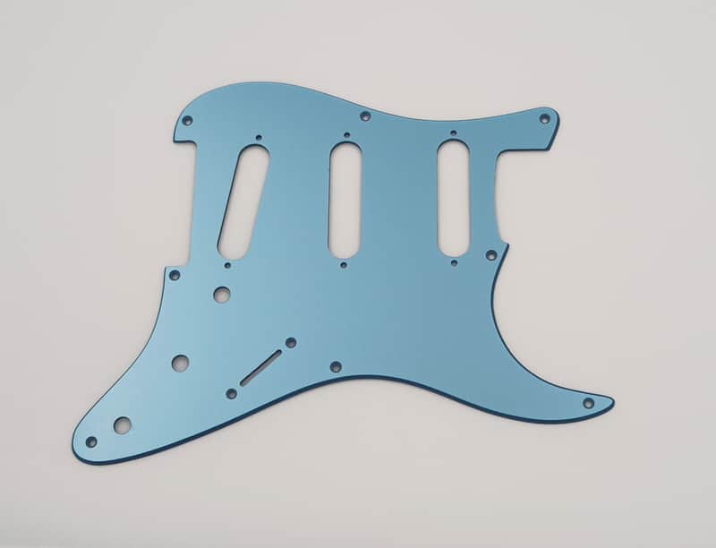 8 hole metallic blue acrylic pickguard for us/mex fender stratocaster image 1