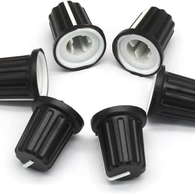 6pcs 6mm D Type Potentiometer Knob, Guitar Volume Rotary Knob Control Knob Replacement for Encoder Electric Guitar Speaker Mixer Board DJ Controller, Black image 3