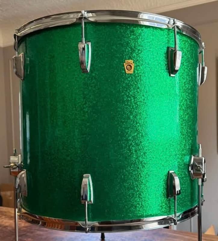 Exc Vintage Mid 60s Ludwig 20” Floor Tom in Green Sparkle image 1