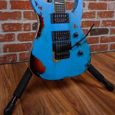 Jackson USA Custom Shop SL 2H FR Soloist Robin Egg Blue over 3-Tone Sunburst Nitro Tour Relic 2026 w/OHSC image 10