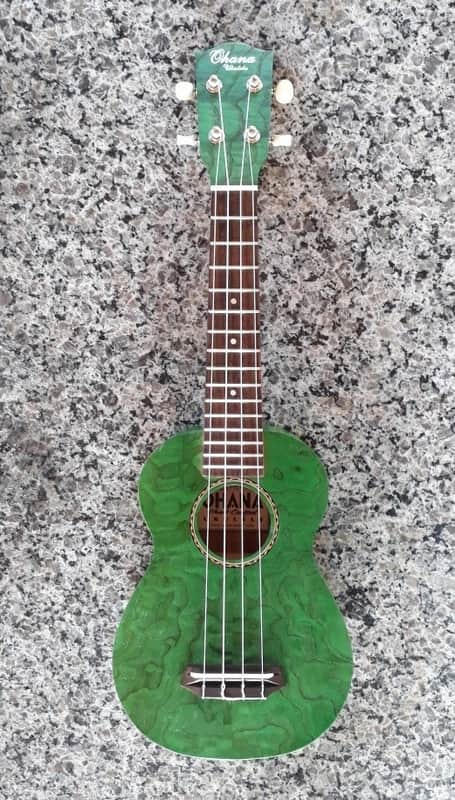 Mint Ohana Model SK-15W GN Green Soprano Size All Willow Wood Ukulele -FREE Gig Bag image 1