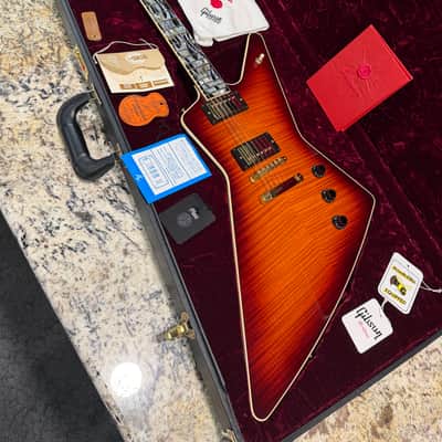 Video! 2016 Gibson Custom Shop Crimson Division Ultima '58 Explorer Custom w/ Flame Inlay on Neck,Flame Top and Binding image 2