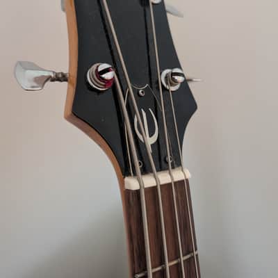 1970s Epiphone ET-280 Short Scale Bass MIJ Matsumoku - Natural Stripped / Select by EMG Modded (As-Is Seized Truss Rod / Wiring Project) image 9