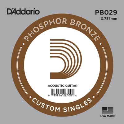 D'Addario PB029 Phosphor Bronze Wound Acoustic Guitar Single String .029
