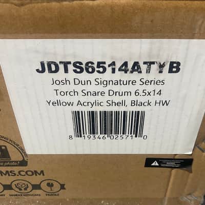 SJC Josh Dun Torch Snare Drum 6.5x14 Yellow Acrylic Shell w/ Black Hardware image 7