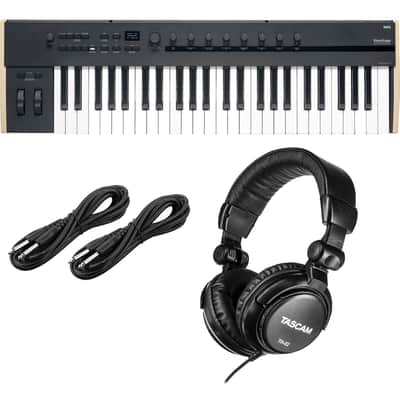 Korg Keystage 49-key MIDI Keyboard Controller, Tascam TH02, (2) 1/4 Cables Bundle image 1
