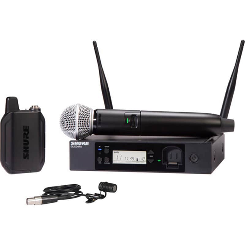 Used Shure GLXD124R+/85-Z3 Combo System (Incl. SM58 Handheld Mic;WL185 Lavalier Mic; Half-Rack GLXD4R+ Receiver) image 1