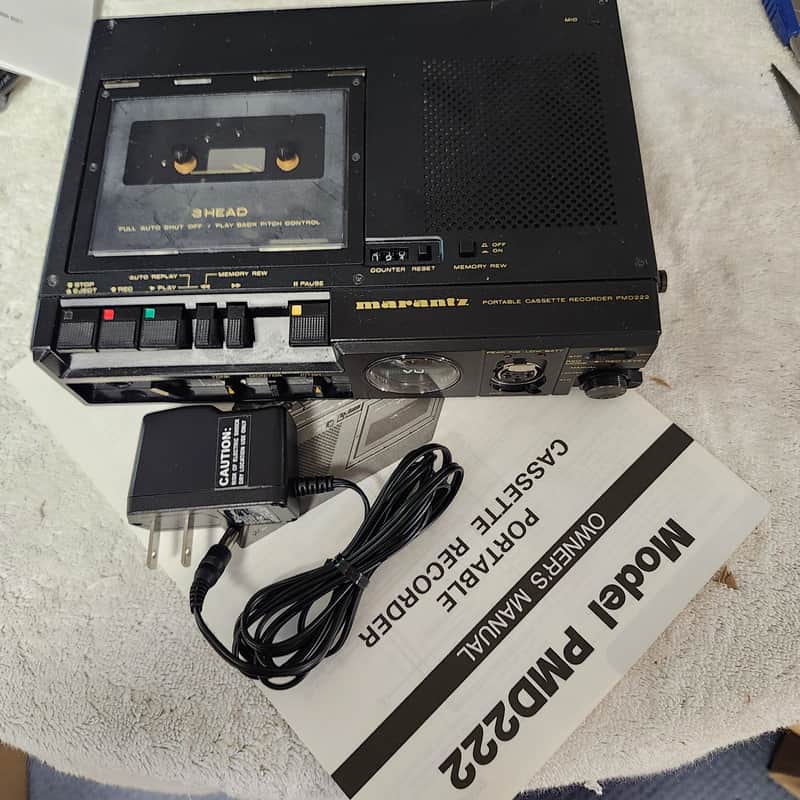 Super Clean Rebuilt Marantz PMD222 Full & 1/2 Speed Cassette Recorder with Case, OM and adapter image 1