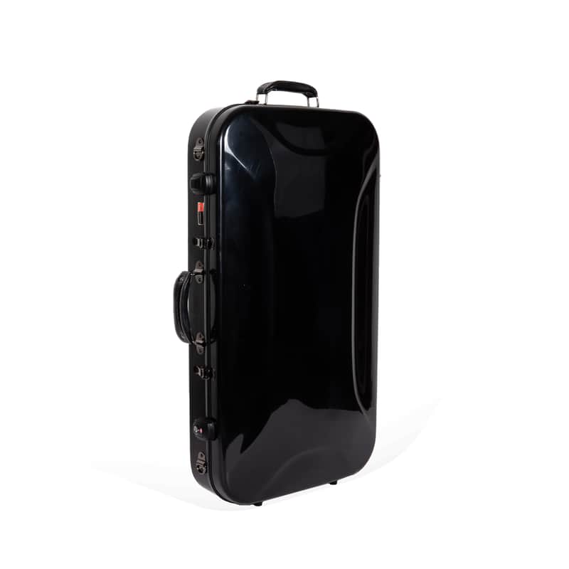 Crossrock Fiberglass Mandolin Violin Double Case-Fits A/F Style Mandolin and 4/4 Violin - Padded Straps, Interior Compartments, Fixed & Removable Padding-Includes TSA Lock-Black image 1