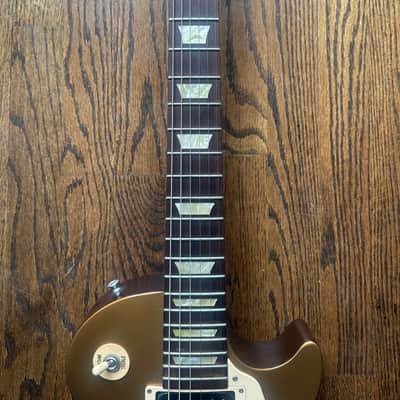 2012 Gibson Les Paul Studio ‘50s Tribute with Humbuckers - Satin Gold Top Dark Back w/ OHSC image 6