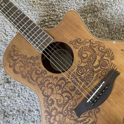 Luna 40 Inch Acoustic Guitar, Carved Red Pine Top Body, Mahogany Neck image 16