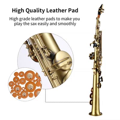 Professional Straight Soprano Saxophone in Bb with Nickel Plating and Full Accessory Kit image 4