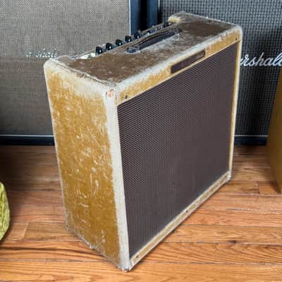 1956 Fender Bassman 5E6 Vintage Tweed Narrow Panel Pre CBS 4x10 Tube Combo Amplifier! image 8