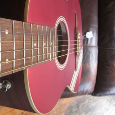 Fender Sonoran Mini Acoustic Guitar Competition Stripes Candy Apple Red image 5