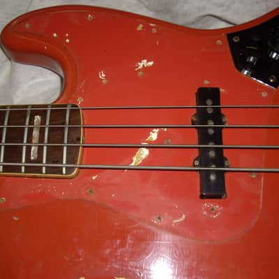 Fender Jazz Bass 1966 - Fiesta Red Matching Headstock image 9
