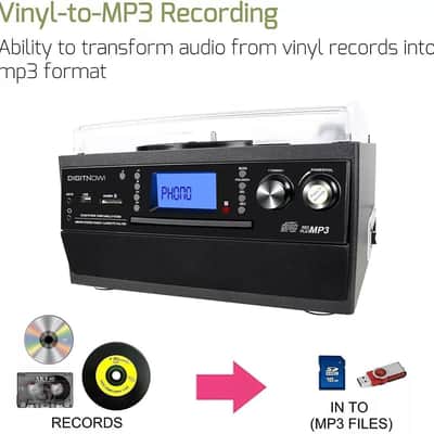 Bluetooth Record Player Turntable with Stereo Speakers, CD Recorder, Vinyl to MP3 – M504 image 5