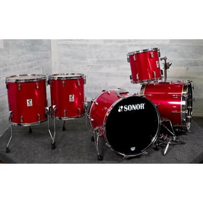 Used Vintage Sonor Phonic Plus 5pc Drum Set Candy Apple Red - Very Good image 3