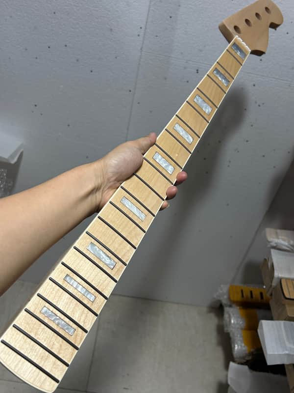 21 fret 34" gloss Maple J BASS guitar neck part Maple Fretboard Block Inlay image 1