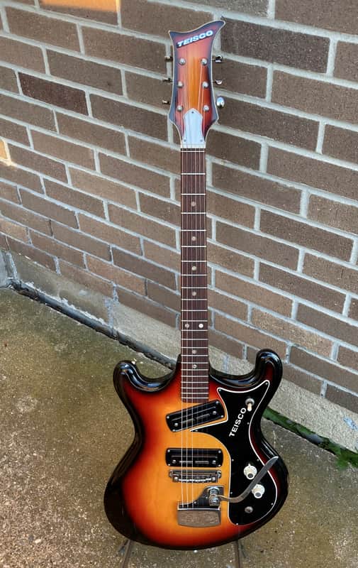 1968  Teisco V2 Sunburst . Very cool MIJ guitar Mezurashi (rare) image 1