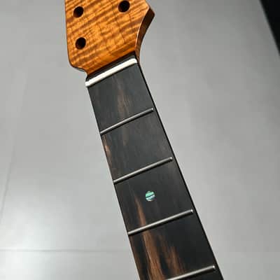 AAAAA Music Man Ebony Fretboard Roasted flame Maple Electric Guitar Neck Wheel truss rods Round stainless steel 22 frets hole 10mm image 4
