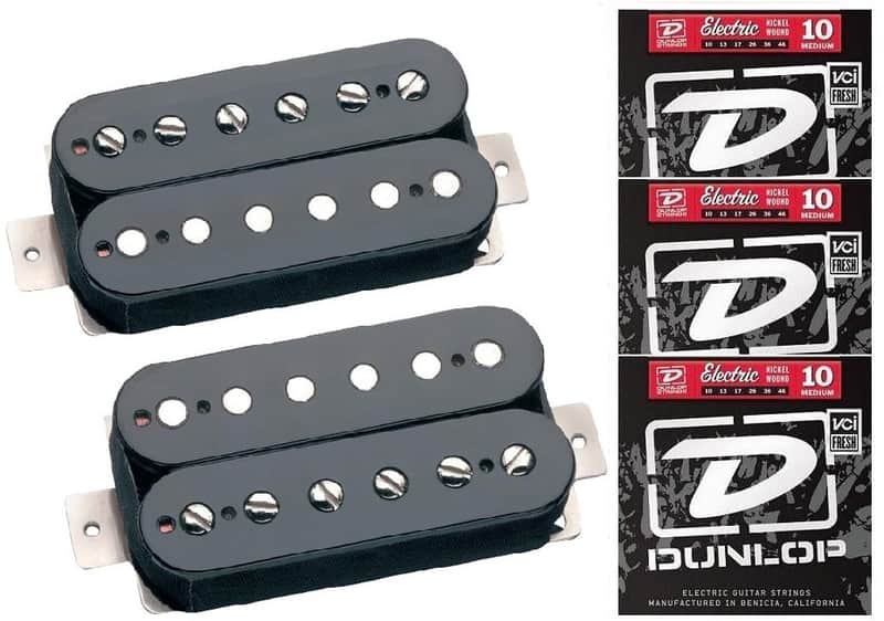 Seymour Duncan Vintage Blues SH-1b + SH-1N 59 Black Humbucker Pickup Set ( 3 DUNLOP STRING SETS ) image 1