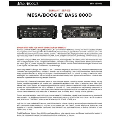 MESA/Boogie Bass-800D Hybrid 800W Bass Head image 5