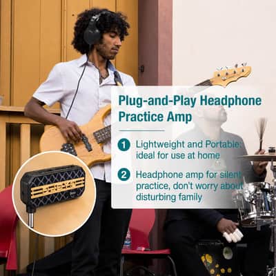 Bass Headphone Amp Mini Guitar Bassist Practice Amplifier with Aux in Portable (JA-03) image 5