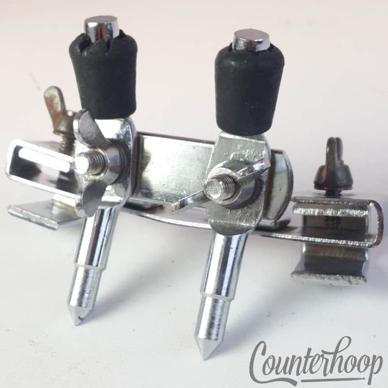 *Pearl Bass Drum Spurs Clamp-On Hoop Mount Anchor Double-Spikes Legs Vintage 60s image 1
