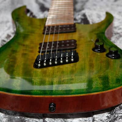 Boutique guitar Ergal 7 string fanned points and lines edition by GB Liuteria image 9