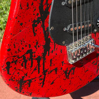 Strat style offset "BloodClot" electric guitar 3 strong single coil PU fretwork, set-up, Dunlop Pro image 4