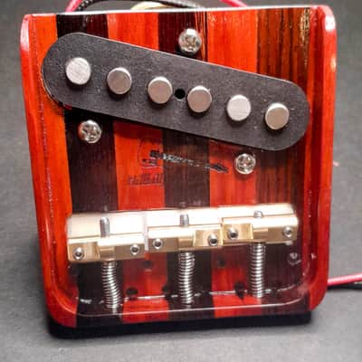 Hillbilly Guitars Custom Bloodwood / Rosewood Telecaster Bridge w Brass Comp Saddles image 4