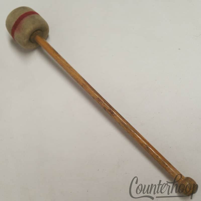 Ludwig WFL#331 Marching Bass Drum Mallet Wood Handle Felt Head Red Stripe Rubber image 1