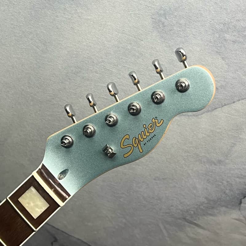 Squier Loaded Telecaster Neck with Block Inlays, Ice Blue Metallic Painted Headstock Face image 1