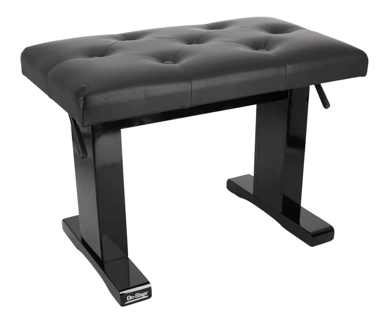 On-Stage KB9503B Hydraulic Height-Adjustable Piano Bench+Premium Tufted Cushion image 1