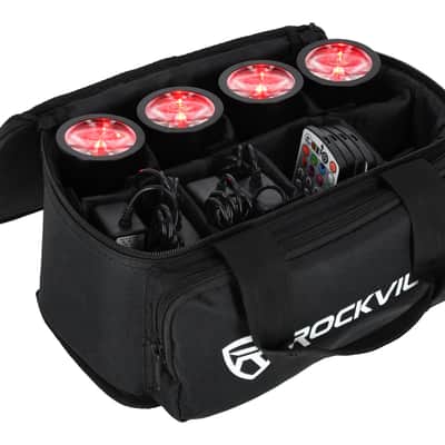 Rockville 4 PACK MINI HALO BLACK DJ Wash Lights+Bag, Wireless DMX/Rechargeable image 7