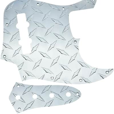 Jazz Style Bass Diamond Aluminum Pickguard & Control Plate (4String) - Silver image 1