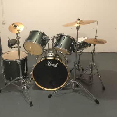 Pearl Export Series 5 Piece Drum Set Green with hardware/cymbals image 1