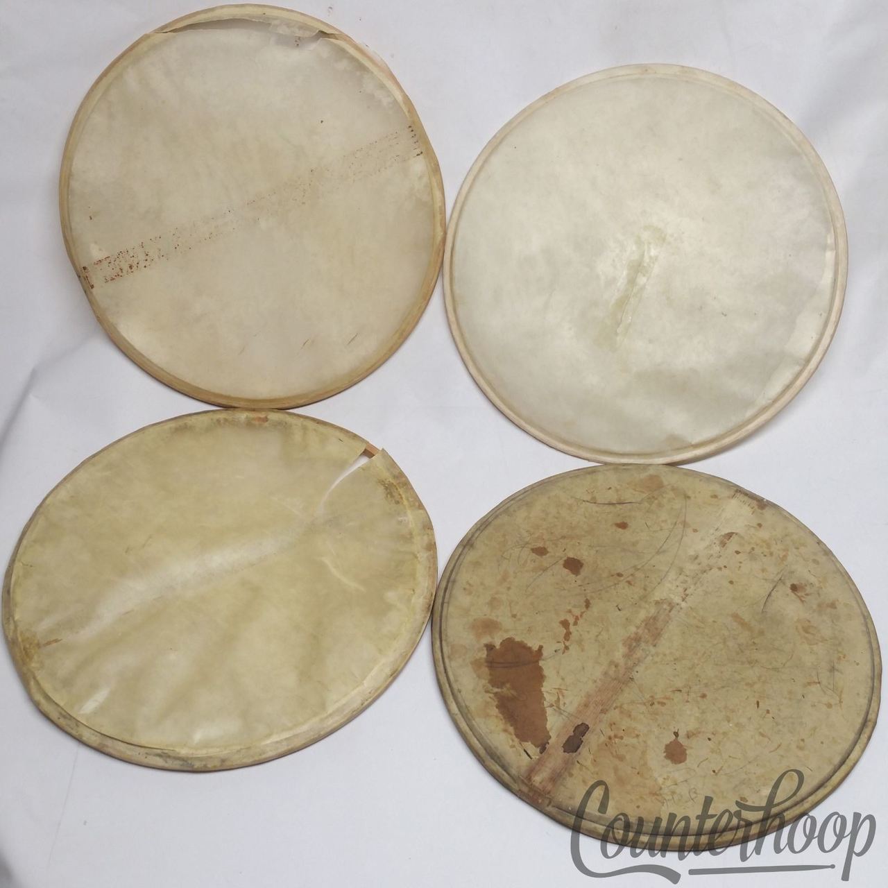 Leedy 4x 14" Calf Skin Snare Drum Side Resonant Heads Vintage 20s USA Calfskin* — main photograph