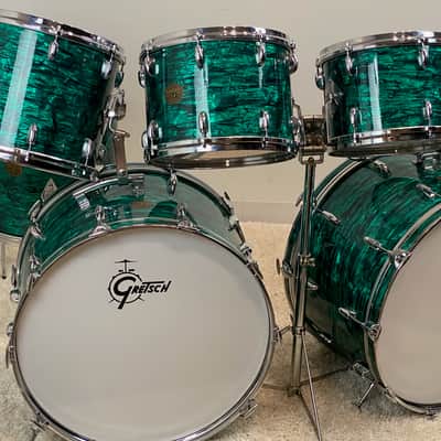 Gretsch SSB rare Emerald Green Pearl. Video. One of a kind! 12,13,14,15,16,18,24,24 Drum set image 1