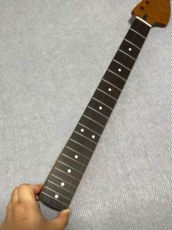 1 Large headstock 24 inch 21 frets Roasted Maple guitar neck 24inch hole 10mm Satin for JAGUAR body Rosewood fingerboard image 1