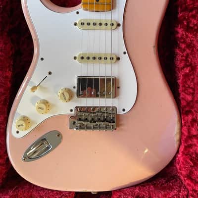 Fender Custom Shop HSS 57 Chicago Special Stratocaster Relic Left Handed 2021 Aged Shell Pink image 2